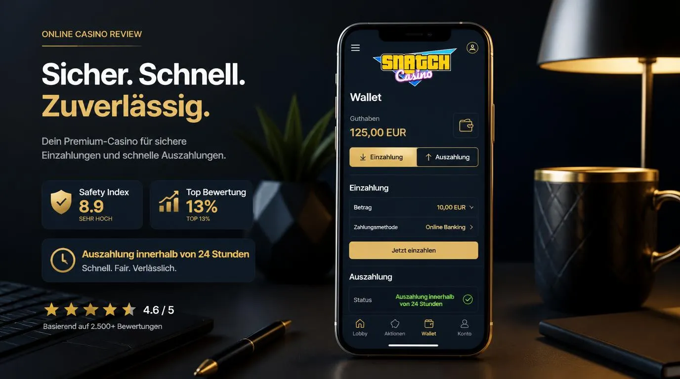 Casino-App auf dem Smartphone mit Anzeige für 10-EUR-Einzahlung und Auszahlung innerhalb von 24 Stunden